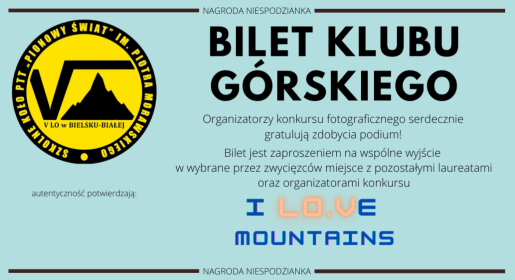 Nagroda niespodzianka - bilet na wyjazd SK PTT "Pionowy Świat"